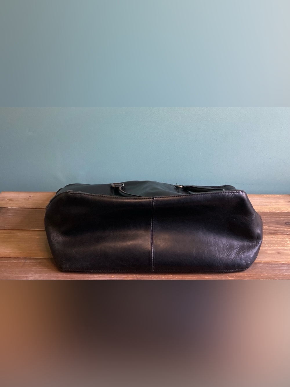 Vintage L.L. Bean Large Town & Field Leather Tote Bag Black - Picture 13 of 15